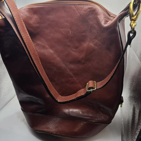 VTG Tedeschi Paris Leather Bucket Bag • Cognac French Equestrian - Picture 6 of 15